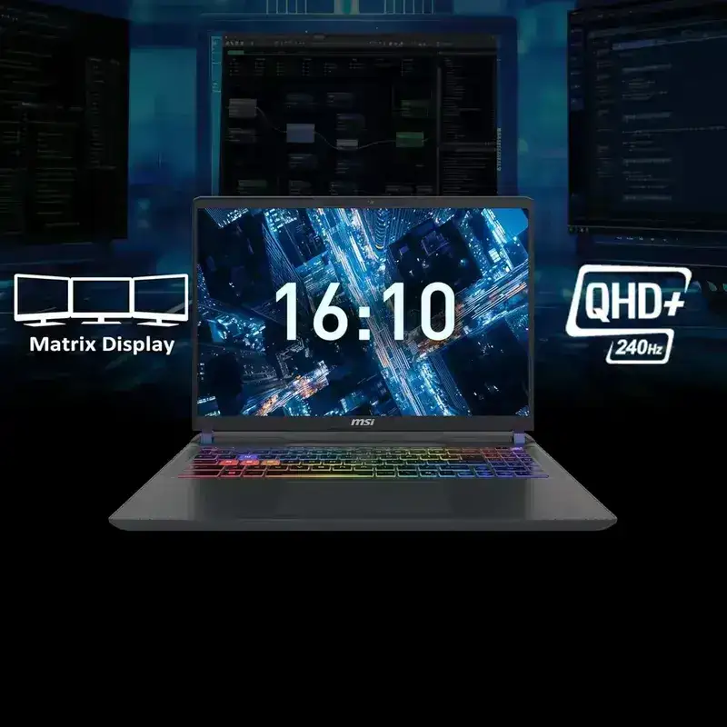 MSI Vector 16 HX AI, Core Ultra 9-275HX, 32GB GB DDR5 RAM or Memory, 1TB NVMe SSD, NVIDIA GeForce RTX 4080 GDDR7 16GB, 16” QHD+ (2560x1600), 240Hz, IPS-Level, Windows 11 Home, Cosmos Gray, 2.3 Kg, A2XWIG-226IN, 2 Year Warranty image 5