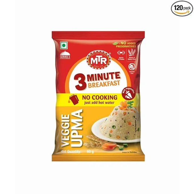 MTR 3 Mins Breakfast Veggie Upma Pouch Buy 1 Get 1 Free