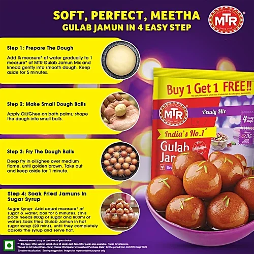  MTR Gulab Jamun Mix - Easy To Make, 160 g (Buy 1 Get 1 Free) image 2
