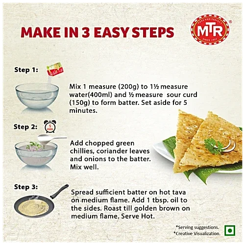  MTR Rava Dosa Mix - Breakfast Mix | Quick Breakfast | Instant Ready to Cook Mix | Ready-To-Make South Indian Breakfast | 500g image 4