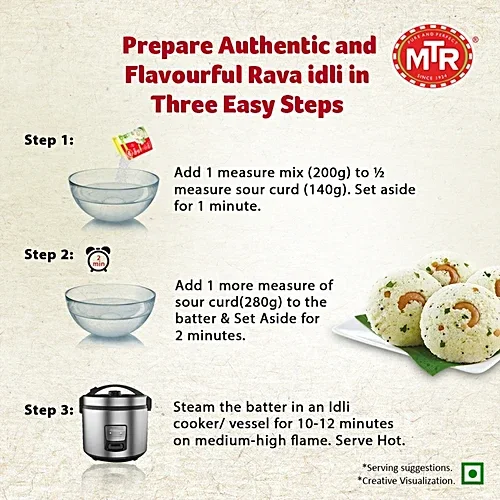  MTR Rava Idli Mix - Breakfast Mix | Quick Breakfast | Instant Ready to Cook Mix | Ready-To-Make South Indian Breakfast | 500gm image 2