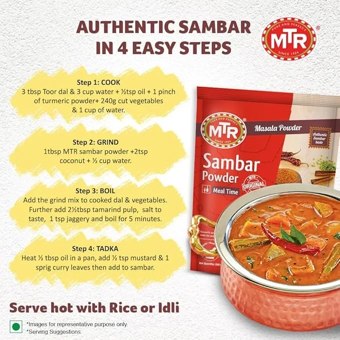  MTR Sambar Powder | Authentic Masalas | Traditional Recipe | 200g image 5