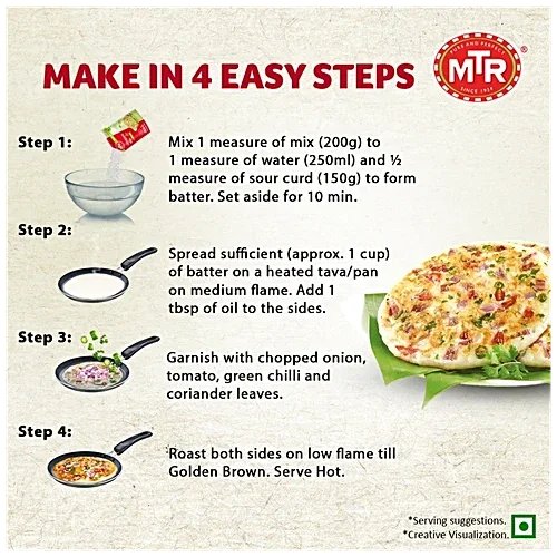 MTR Instant Uttappam Mix | Ready-to-Make South Indian Breakfast | 500g image 4