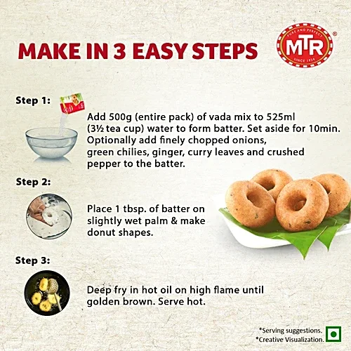  MTR Vada Mix - Breakfast Mix | Quick Breakfast | Instant Ready to Cook Mix | Ready-To-Make South Indian Breakfast | 500g image 4