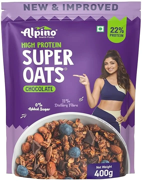  ALPINO 22% High Protein Super Oats Chocolate 400g , No Added Sugar & Salt