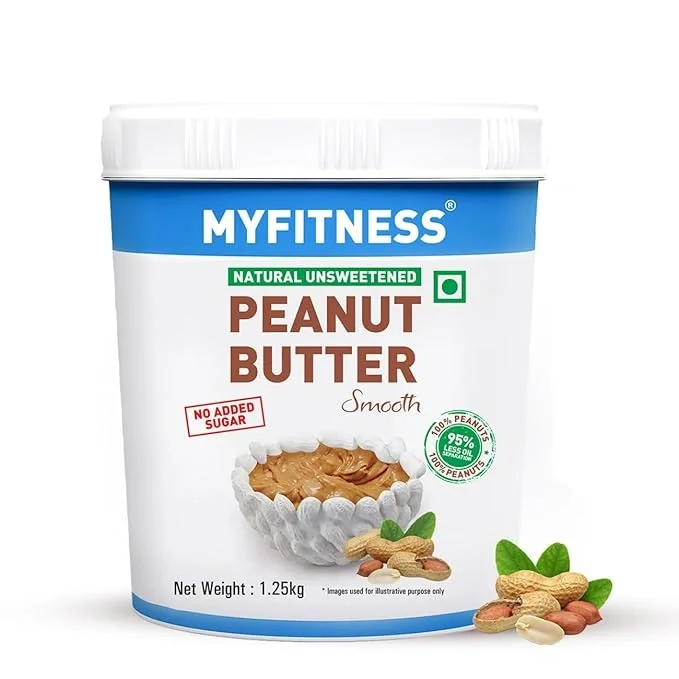 Myfitness Natural Unsweetened Peanut Butter Smooth 1.25kg