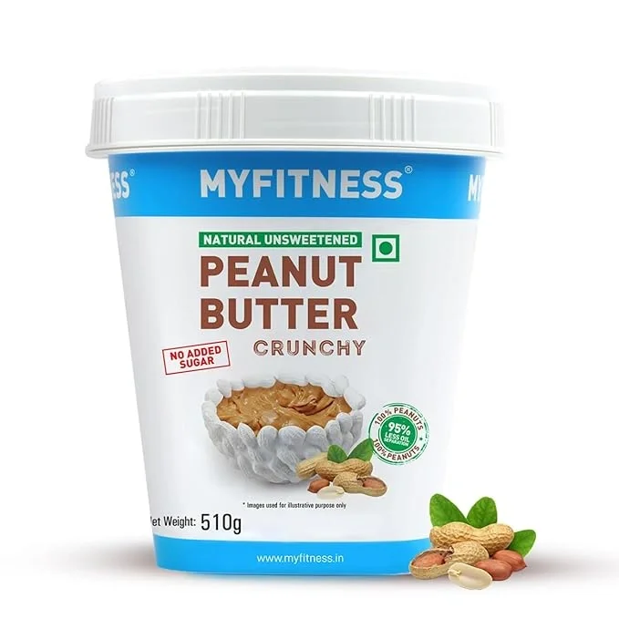 Myfitness Natural Unsweetened Crunchy Peanut Butter 510g