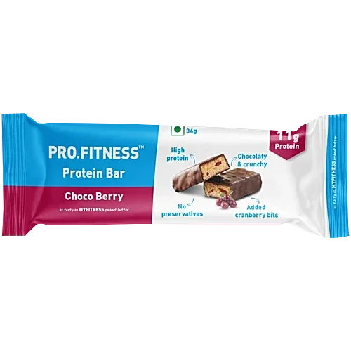 Myfitness PRO.FITNESS Choco Berry Protein Bars. 11g Protein, No Added Sugar, Preservatives, or Trans Fat. Healthy and Tasty for Pre-Post Workout.