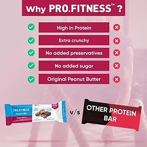  PRO.FITNESS Choco Berry Protein Bars | 11g Protein | No Added Sugar, No Preservatives, No Trans Fat | Healthy & Tasty Protein Bars | Pre-Post Workou image 4