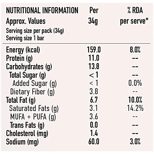  PRO.FITNESS Chocolate Peanut Butter Protein Bars with 11g Protein | No Added Sugar, No Preservatives, No Trans Fat | Healthy & Tasty, 34gm  image 4