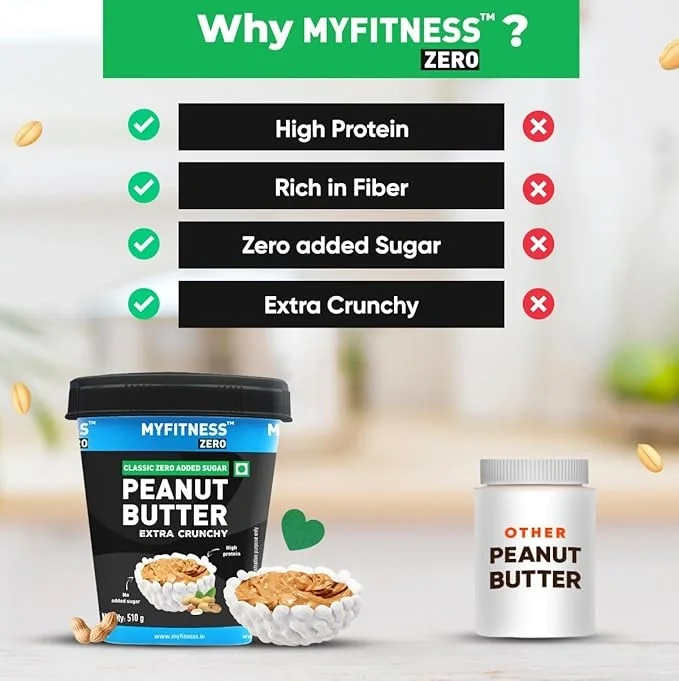 MYFITNESS Zero Peanut Butter Classic Zero Sugar Extra Crunchy 510g | 28g Protein & 10g Fiber | image 4