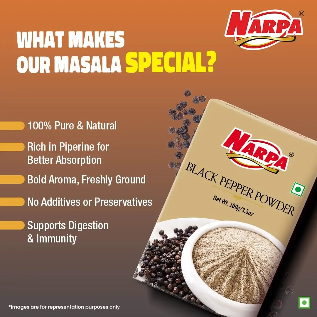 Narpa Black Pepper (Kali Mirch) Powder 100g image 4