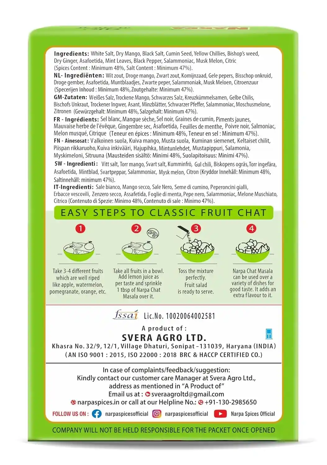 Narpa Chat Masala 100g  image 2