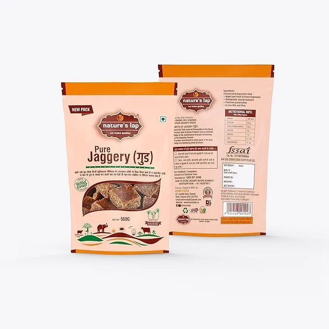 Nature's Lap Jaggery 500gm / Gur cubes/Non chemical image 3