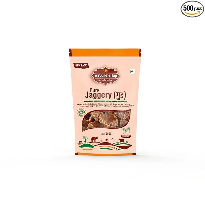 Nature's Lap Jaggery 500gm Gur cubes, non-chemical product