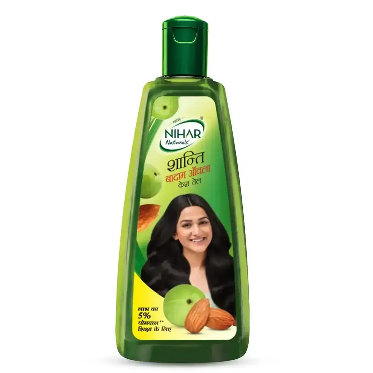 Nihar Naturals Shanti Amla Badam Hair Oil, 300ml. Nourishing hair oil with amla and almond for healthy, strong hair.