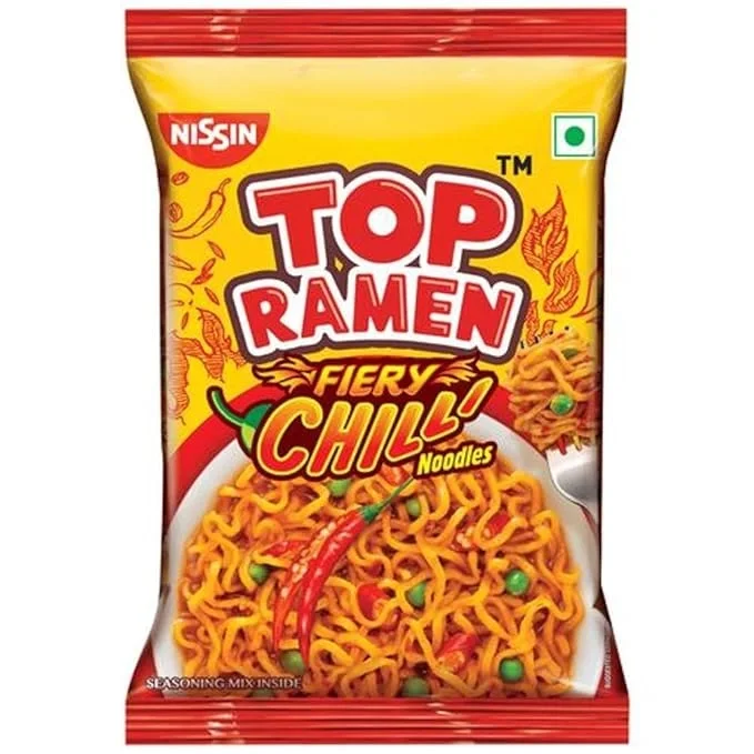 Nissin Top Ramen Fiery Chilli Instant Noodles Vegetarian, 50 gm