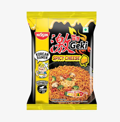Nissin Geki Korean Ramen Spicy Cheese Noodles, 80gm