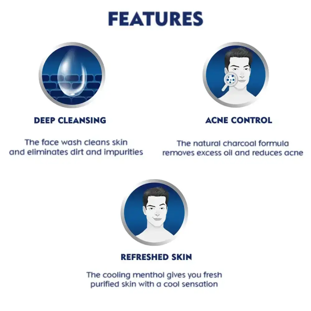 NIVEA Men All in 1 Face Wash 100gm for Activated Charcoal Purifying Cleanser image 5