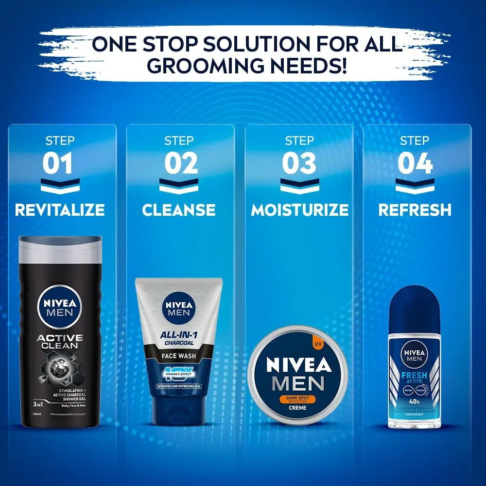 NIVEA Men Face Wash 100gm, Removes Dark Spots & Brightens Skin image 7