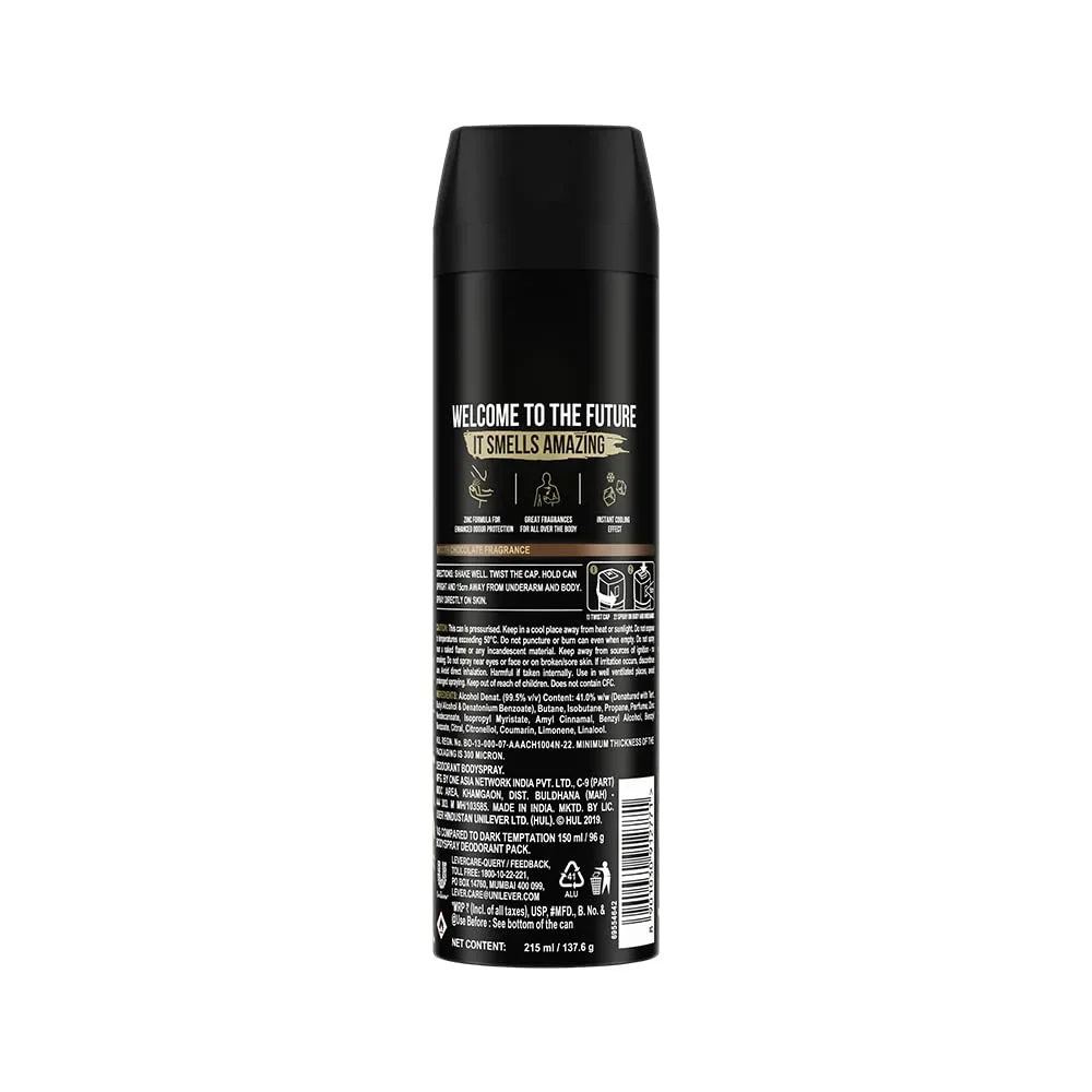 Axe Dark Temptation Deodorant Bodyspray, 215ml, Long-Lasting Chocolate Fragrance for Men image 2