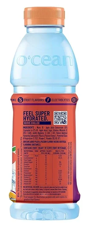 O'cean Peach & Passion Fruit Drink – Refreshing Beverage 500 ml image 3