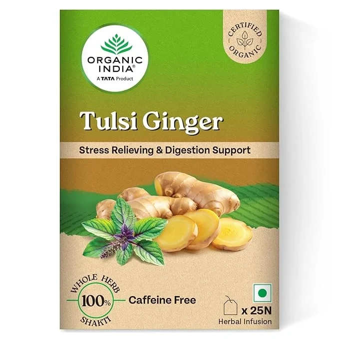Organic India Tulsi Ginger Green Tea, 25 Tea Bags