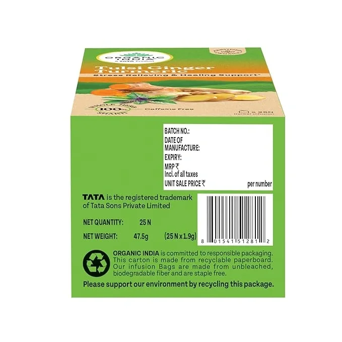 Organic India Tulsi Ginger Turmeric 25 Tea Bags – Herbal & Immunity Boosting image 7