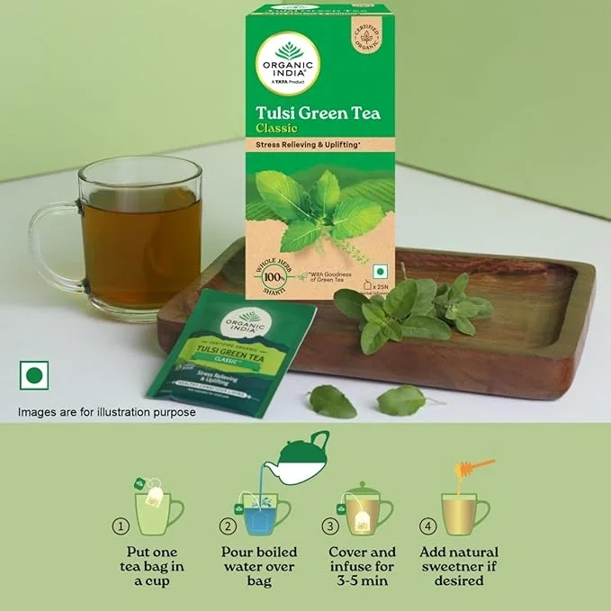 Organic India Tulsi Green Tea Classic - 25 Tea Bags image 5