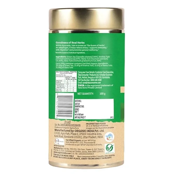 Organic India Tulsi Green Tea Classic Loose Leaves - 100g image 6