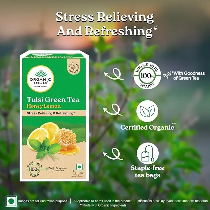 Organic India Tulsi Green Tea Honey Lemon 25 Teabags image 6