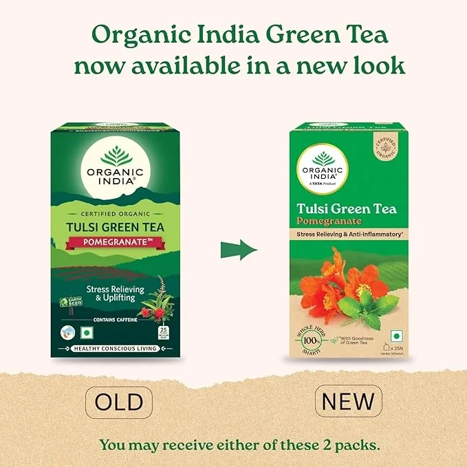 Organic India Tulsi Green Tea Pomegranate - 25 Tea Bags, image 7