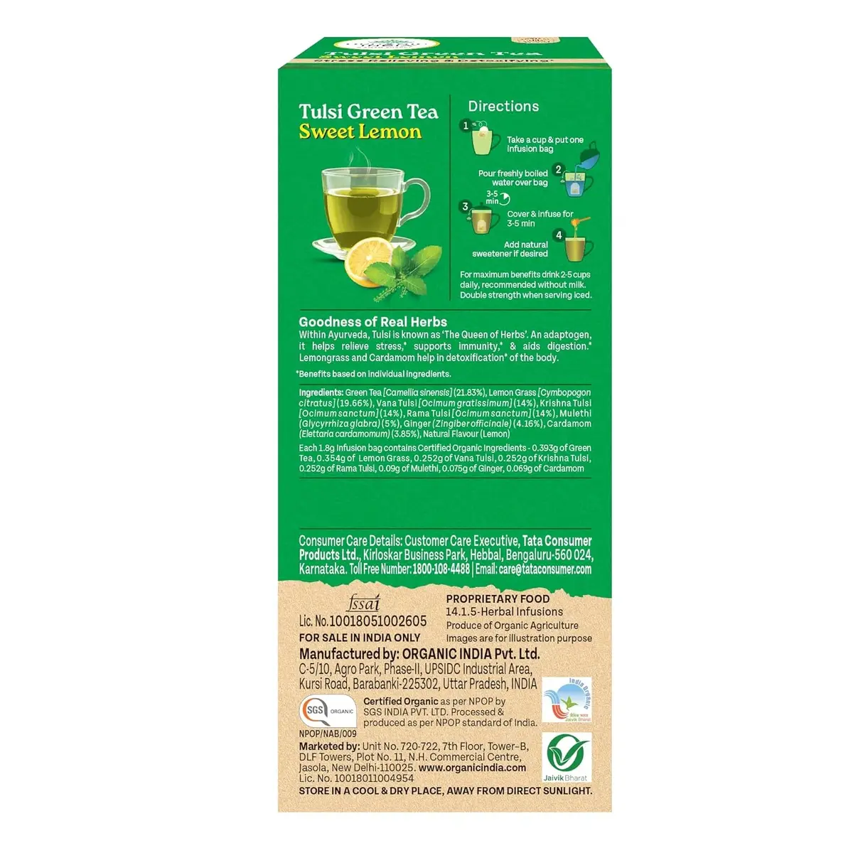 Organic India Tulsi Green Tea Sweet Lemon 25 Tea Bags image 7