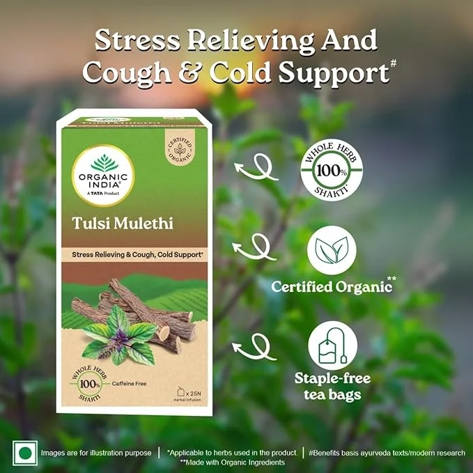 Organic India Tulsi Mulethi – 25 Tea Bags | Stress Relief & Digestive Health Tea image 7