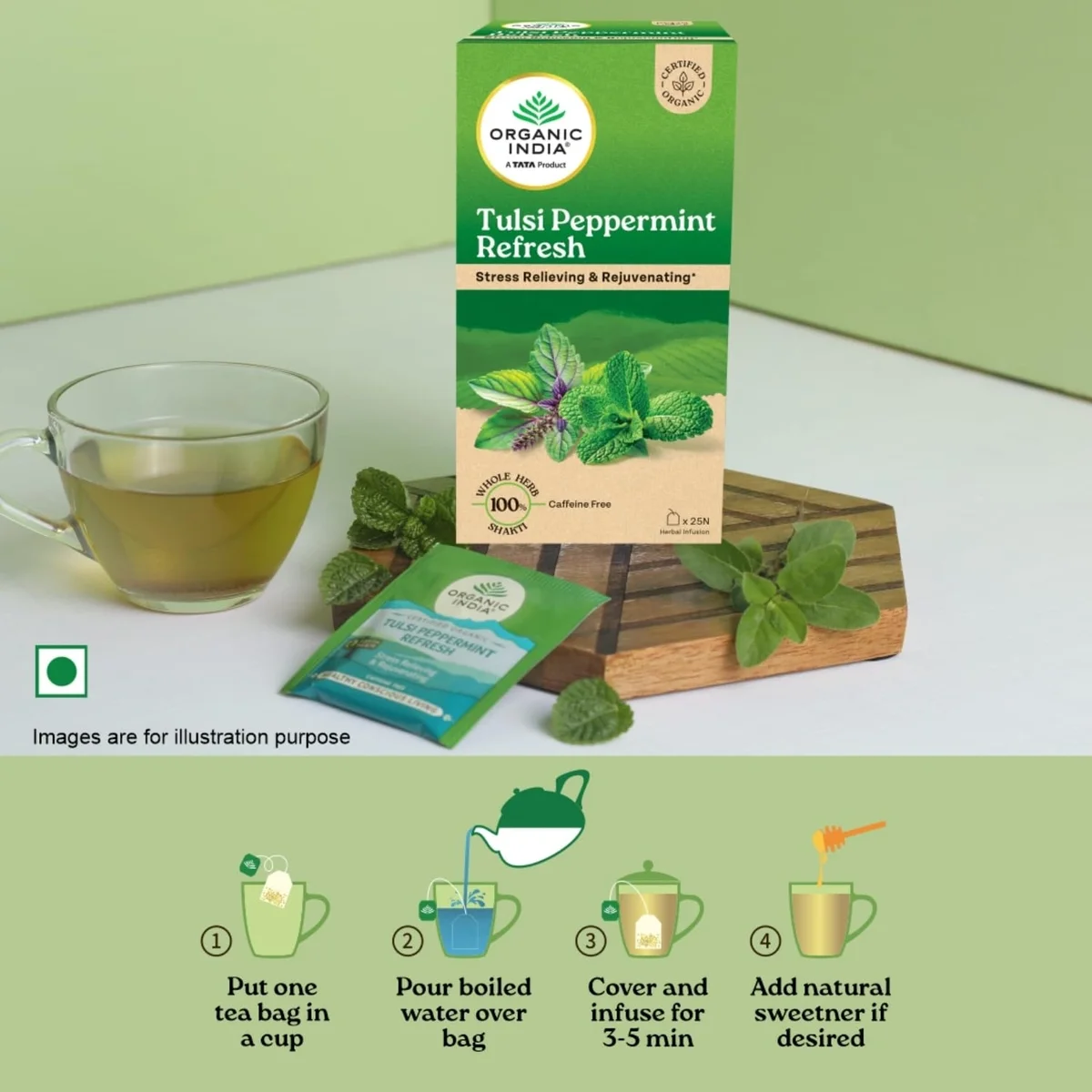 ORGANIC INDIA Tulsi Peppermint Refresh 25 Tea Bags image 3
