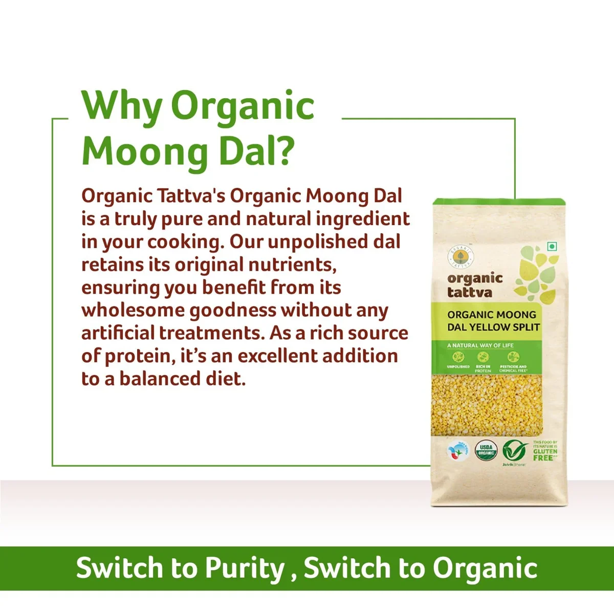 Organic Tattva Organic Moong Dal Split 500 g for Cooking image 7