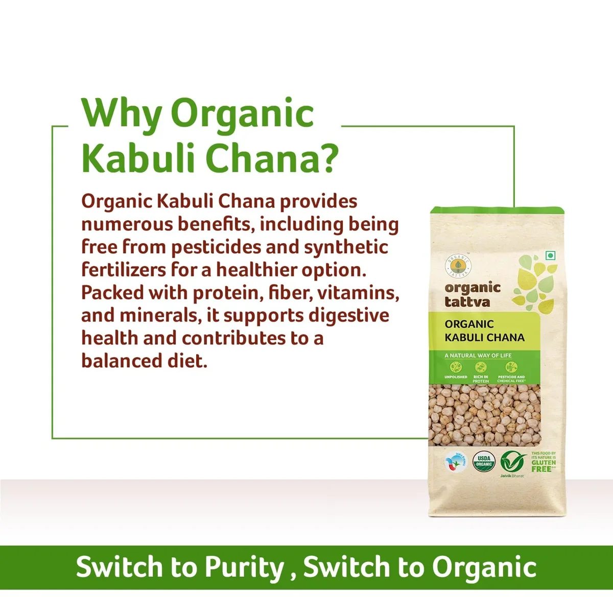 Organic Tattva Kabuli Chana, 500 g | Premium Organic Chickpeas image 8