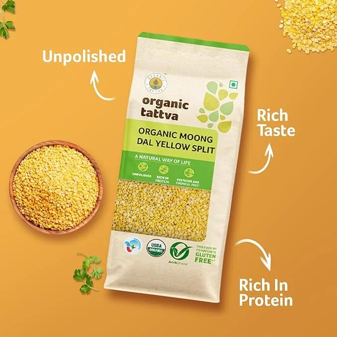 Organic Tattva Organic Moong Dal Split 500 g for Cooking image 3