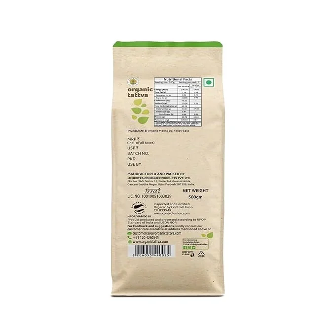 Organic Tattva Organic Moong Dal Split 500 g for Cooking image 5