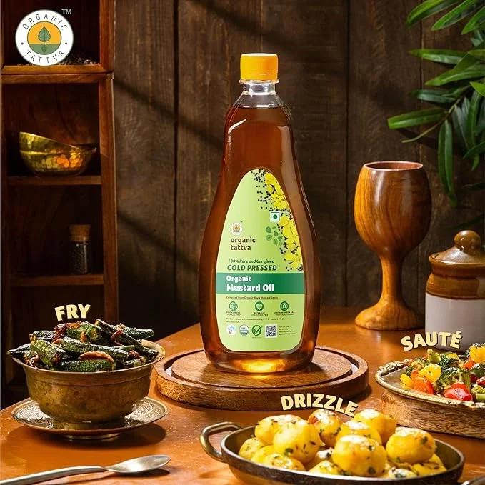 Organic Tattva Mustard Oil 1 Ltr | Cold Pressed Sarson Oil image 2