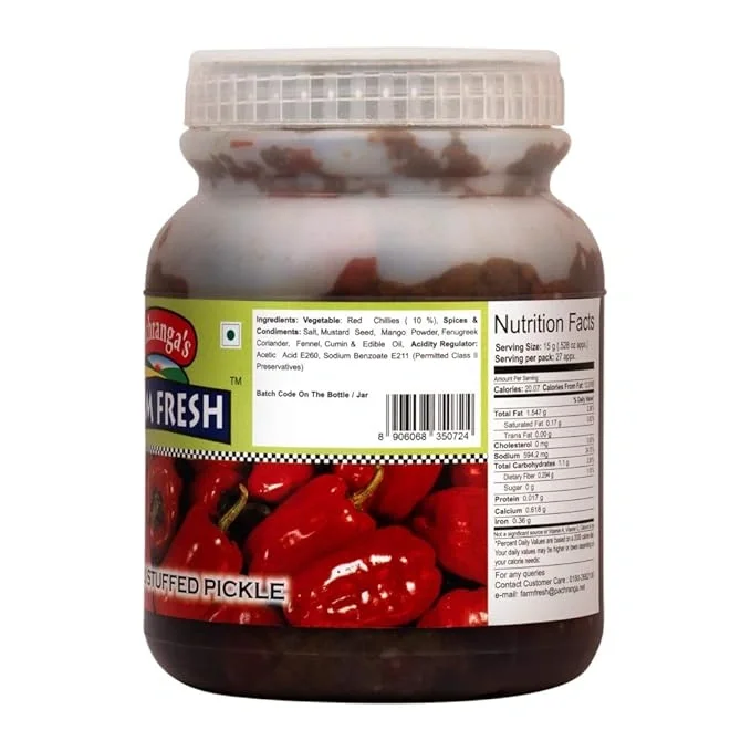  Pachranga's Farm Fresh Red Chilli Stuffed Pickle, 1kg image 3