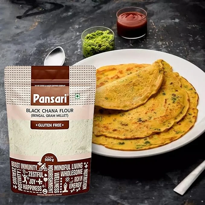 Pansari Black Chana Flour 500gm – High Protein, High Fiber, Low Sodium, Cholesterol-Free, Gluten-Free image 2