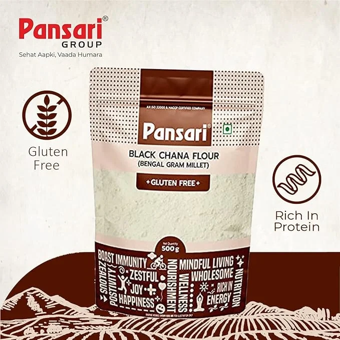 Pansari Black Chana Flour 500gm – High Protein, High Fiber, Low Sodium, Cholesterol-Free, Gluten-Free image 3