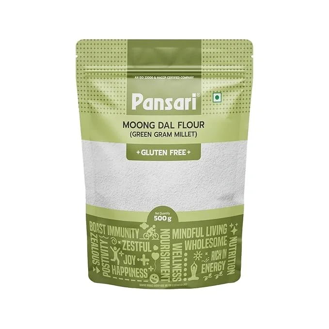Pansari Moong Dal Flour 500gm, made from green gram millet and rich in nutrients