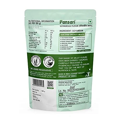 Pansari Soyabean Flour 500gm | High-Protein, Gluten-Free Soybean Flour  image 3