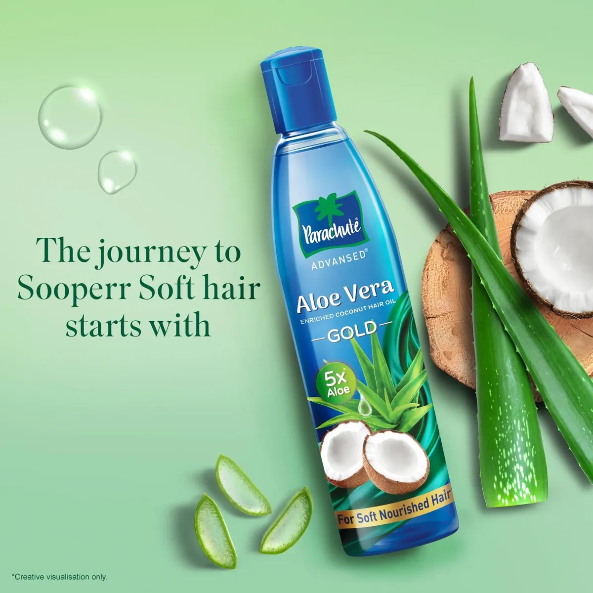 Parachute Advansed Aloe Vera Enriched Coconut Hair Oil Gold, 400ml image 2