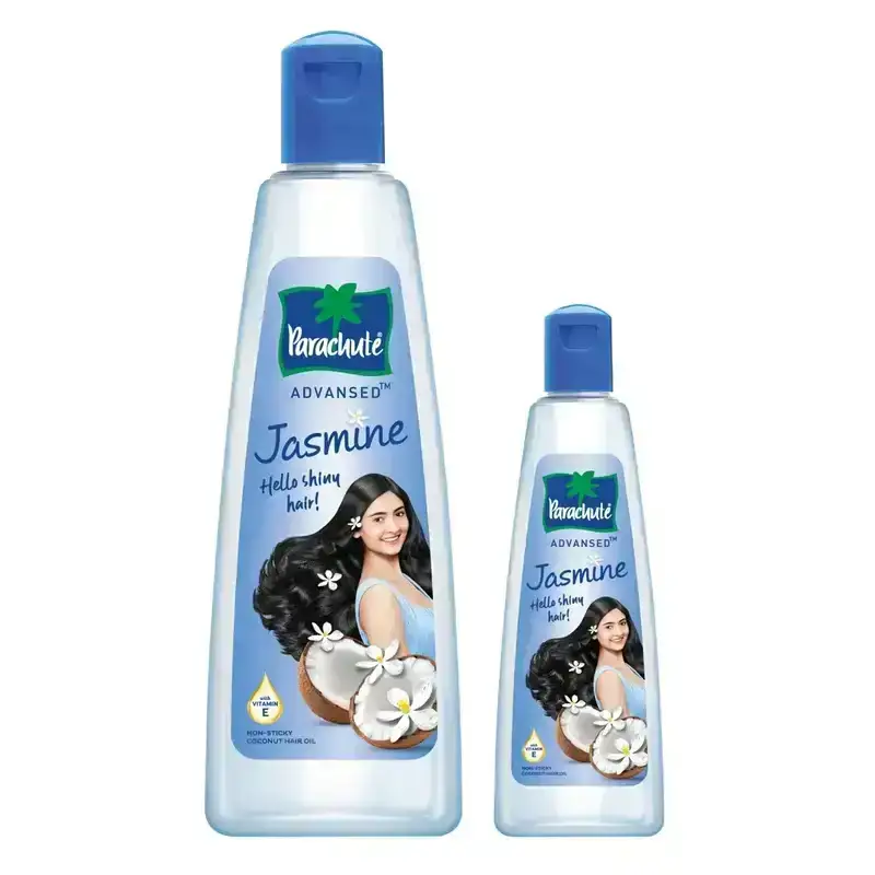 Parachute Advansed Jasmine Coconut Hair Oil 400ml with Free 90ml pack. Nourishing hair oil for healthy, fragrant hair.