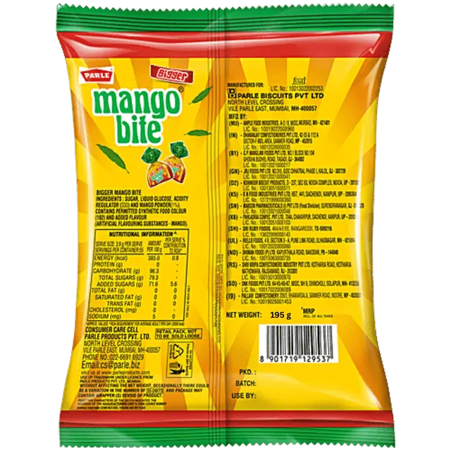 Parle Bigger Mango Bite Candy, 195Gm Pouch image 5
