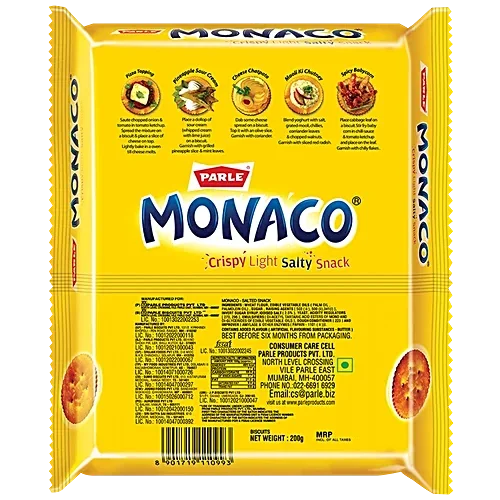  Parle Monaco Salty Snack Biscuits - Classic Regular, 185.6 g Pouch image 3
