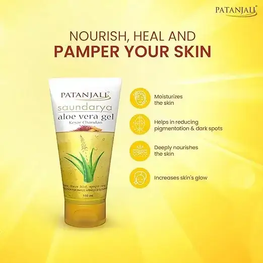 Patanjali Saundarya Aloe Vera Gel 150ml, Kesar & Chandan for Healthy Skin image 2